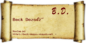 Beck Dezső névjegykártya