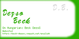 dezso beck business card